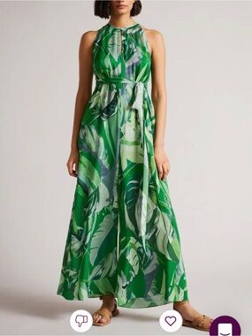 Ted Baker London Ismey Botanical Print Halter Neck Jumpsuit Size 2 EUC